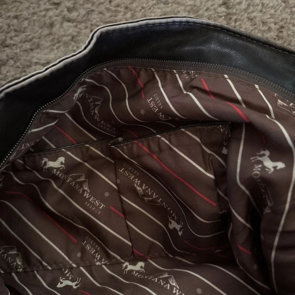 Montana West Handbag Purse Distressed Faux Leather Brown Hobo Tote Zip Strap